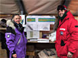 Dr. Robin Bell shows data collected at the Antarctic Gamburtsev Province (AGAP) field camp