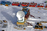 The newly constructed South Pole 10-meter Telescope at Amundsen-Scott South Pole Station.