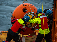 Buoy Recovery on the Laurence M. Gould. Photo by Mike Lucibella. Image courtesy of NSF/USAP Photo Library