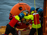 Buoy Recovery on the Laurence M. Gould. Photo by Mike Lucibella. Image courtesy of NSF/USAP Photo Library

