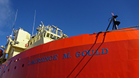 The bow of the Laurence M. Gould research vessel. Photo by Cynthia Spence. Image courtesy of NSF/USAP Photo Library.
