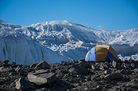 Tents near the foot of the Canada Glacier, at the Lake Hoare field camp