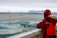 Recovery of the Lamont-Doherty Earth Observatory mooring from Terra Nova Bay. Photo by Fiona Elliott, NIWA.