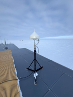 Antenna installed at South Pole. Photo courtesy of Jade Morton.
