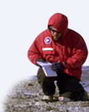 image of a scientist kneeling