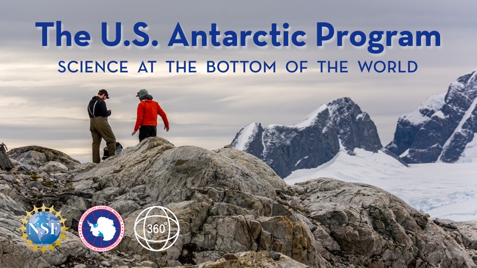 Scientists J.D. Gantz (left) and Scott Hotaling look for samples of the Antarctic midge atop a hill along the Antarctic Peninsula. They were part of a research team studying the genetics and geographic range of Belgica antarctica, more commonly known as the Antarctic midge.