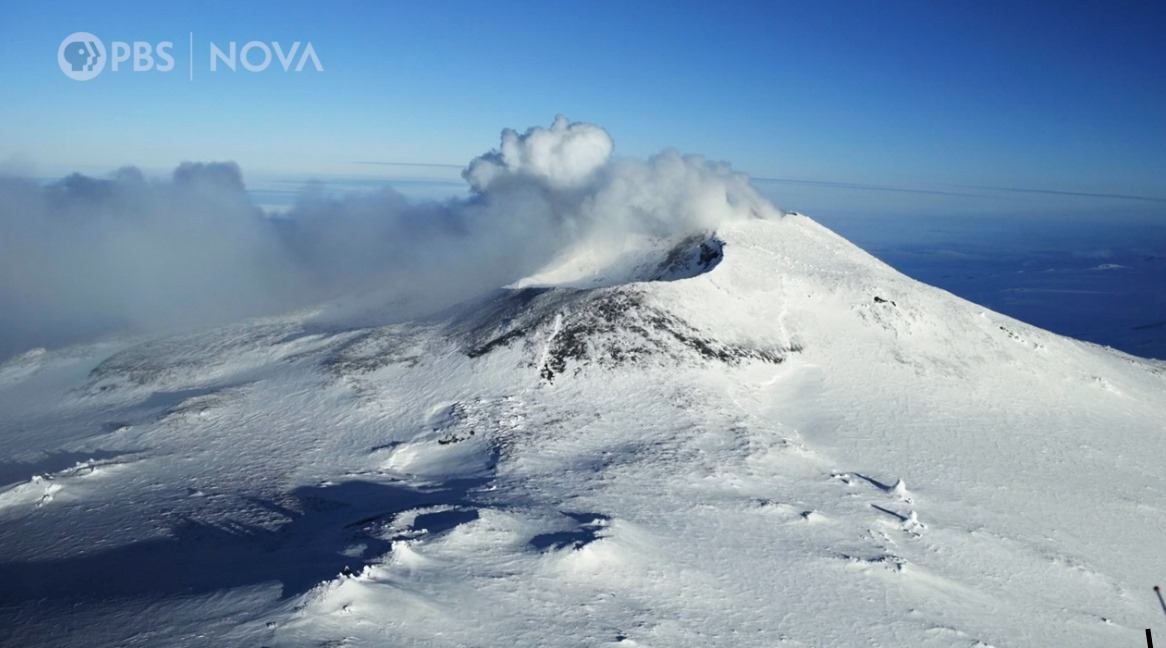 PBS NOVA hosts Caitlin Saks and Arlo Pérez join Jessie Crain, one of OPP's Antarctic research support managers, on an exhilarating trip from McMurdo Station to Mt. Erebus's summit